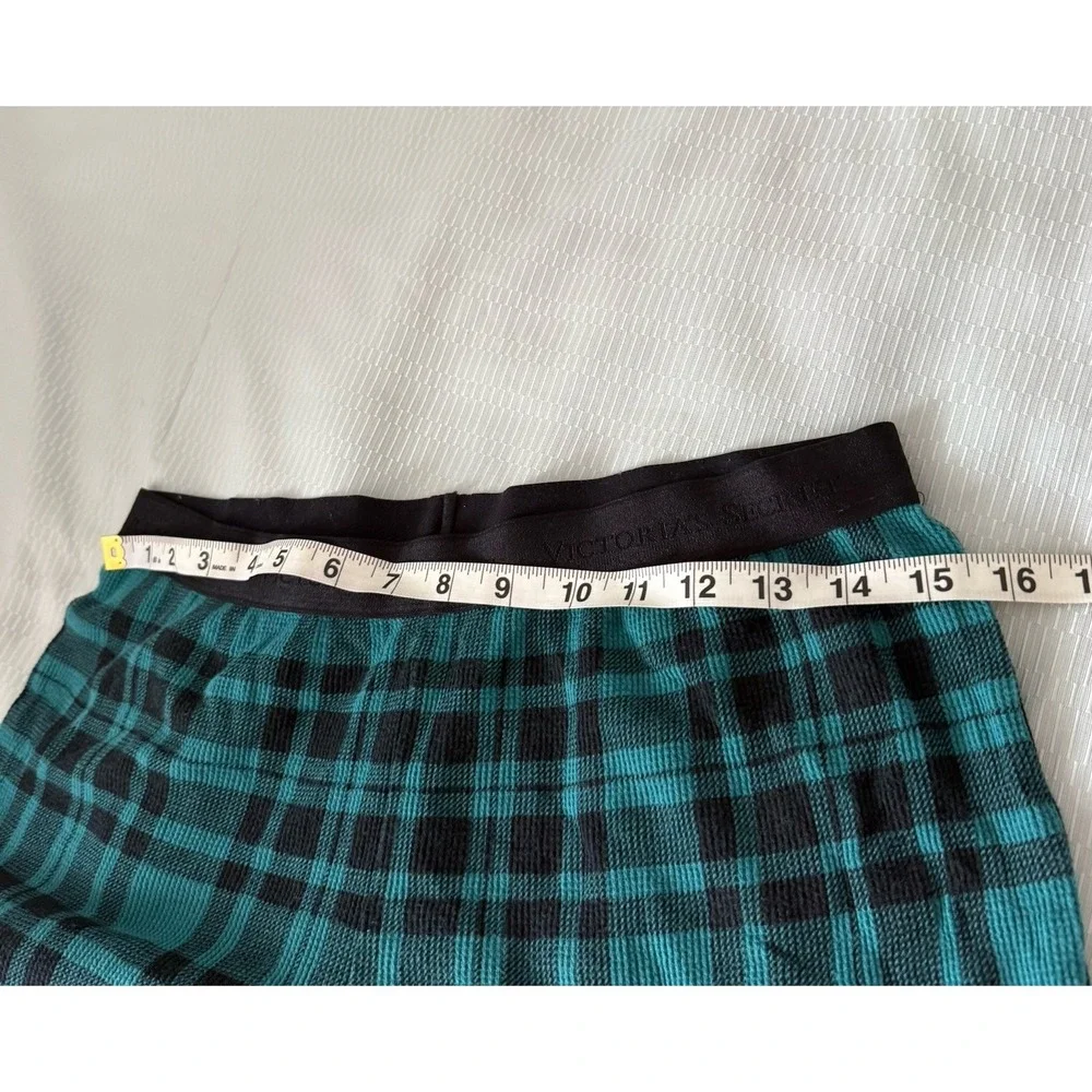 Women's VICTORIA'S SECRET Plaid Green / Black PJ's Pajamas Set Pants Top M